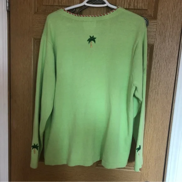 Lime Flamingo Embroidered Cardigan - Picture 2 of 8
